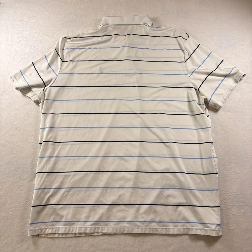 Polo Ralph Lauren White Blue Stripe Classic Fit Performance Shirt XXL Breathable